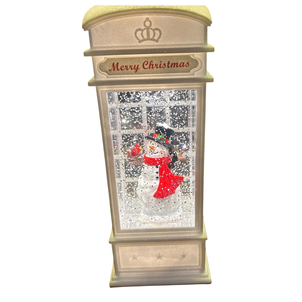 Snowman Snow Globe Lantern OS White Light Up Christmas Confetti Decor